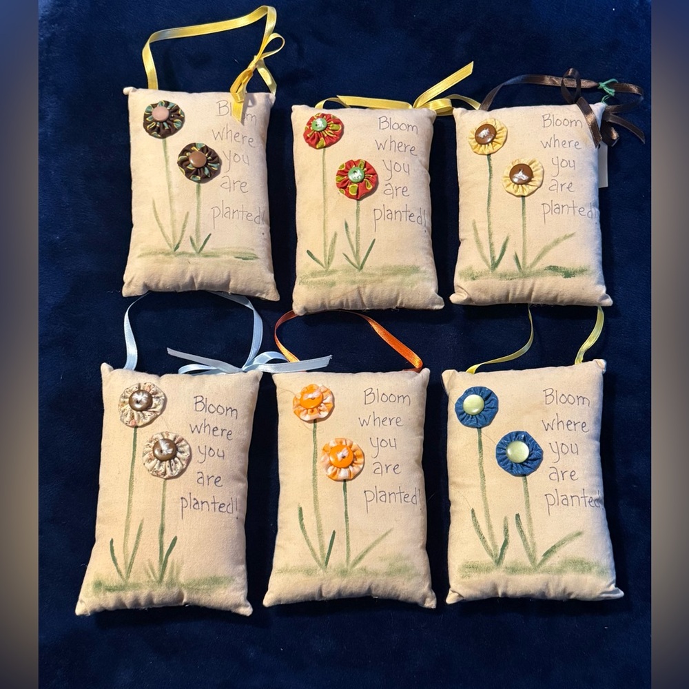 Handmade “Bloom Where You Are Planted” Pillow Gift Hanging. Set of 6